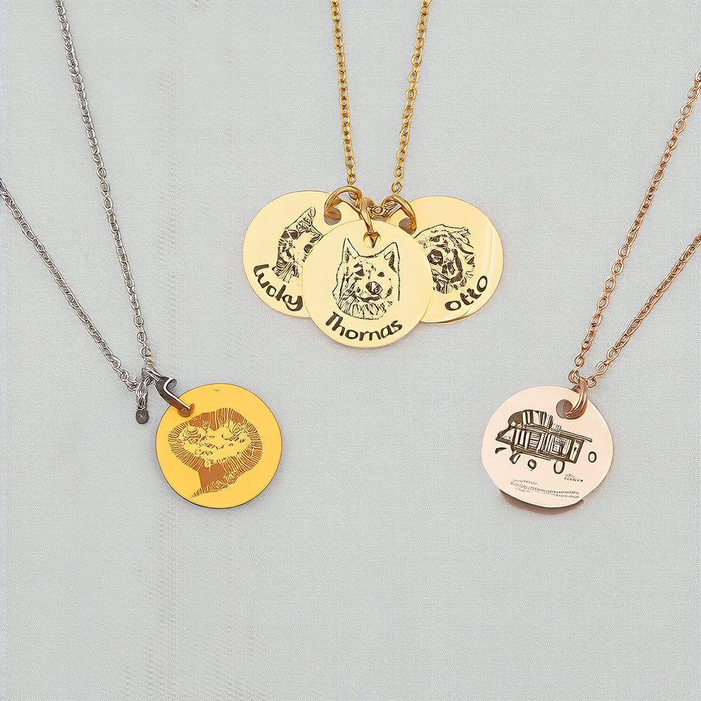 Custom Engraved Pet Portrait Necklace
