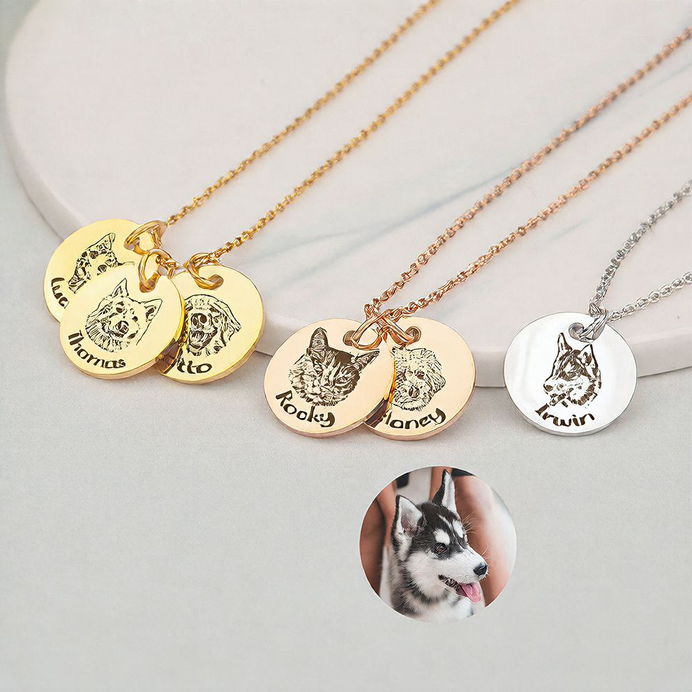 Custom Engraved Pet Portrait Necklace