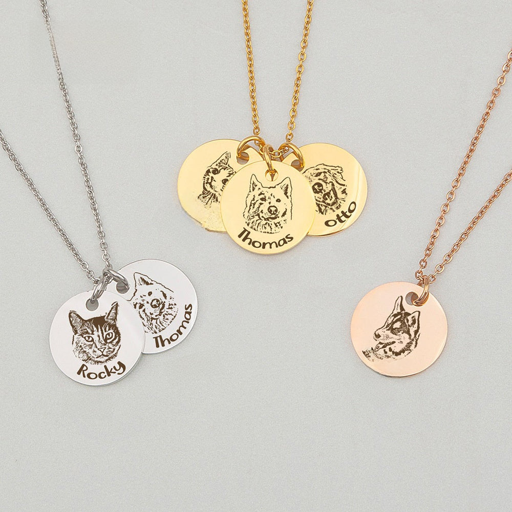 Custom Engraved Pet Portrait Necklace