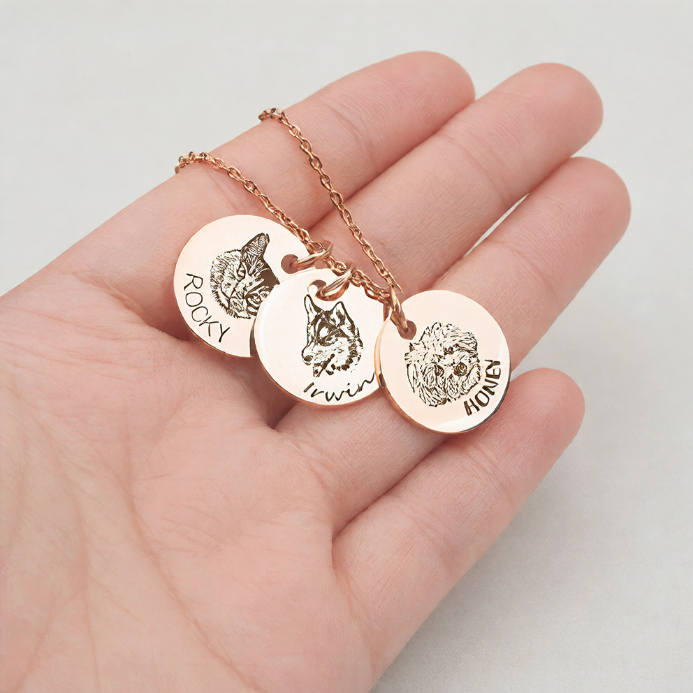 Custom Engraved Pet Portrait Necklace