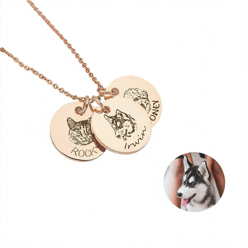 Custom Engraved Pet Portrait Necklace